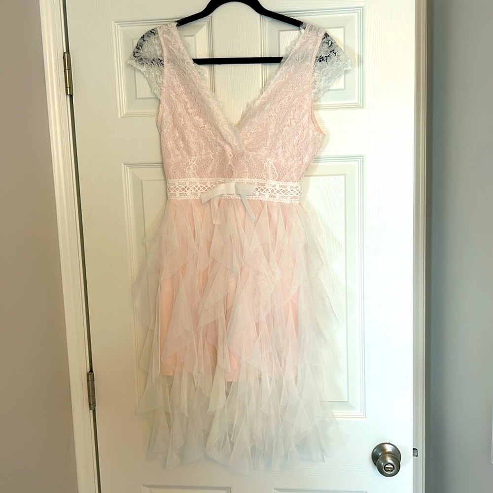 Light Pink Women’s V Neck Dress